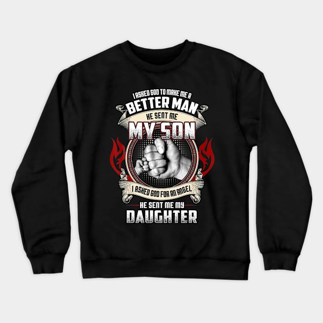 Matching Proud Dad Kids Birthday Fist Bump Fathers Day Crewneck Sweatshirt by ANGELA2-BRYANT